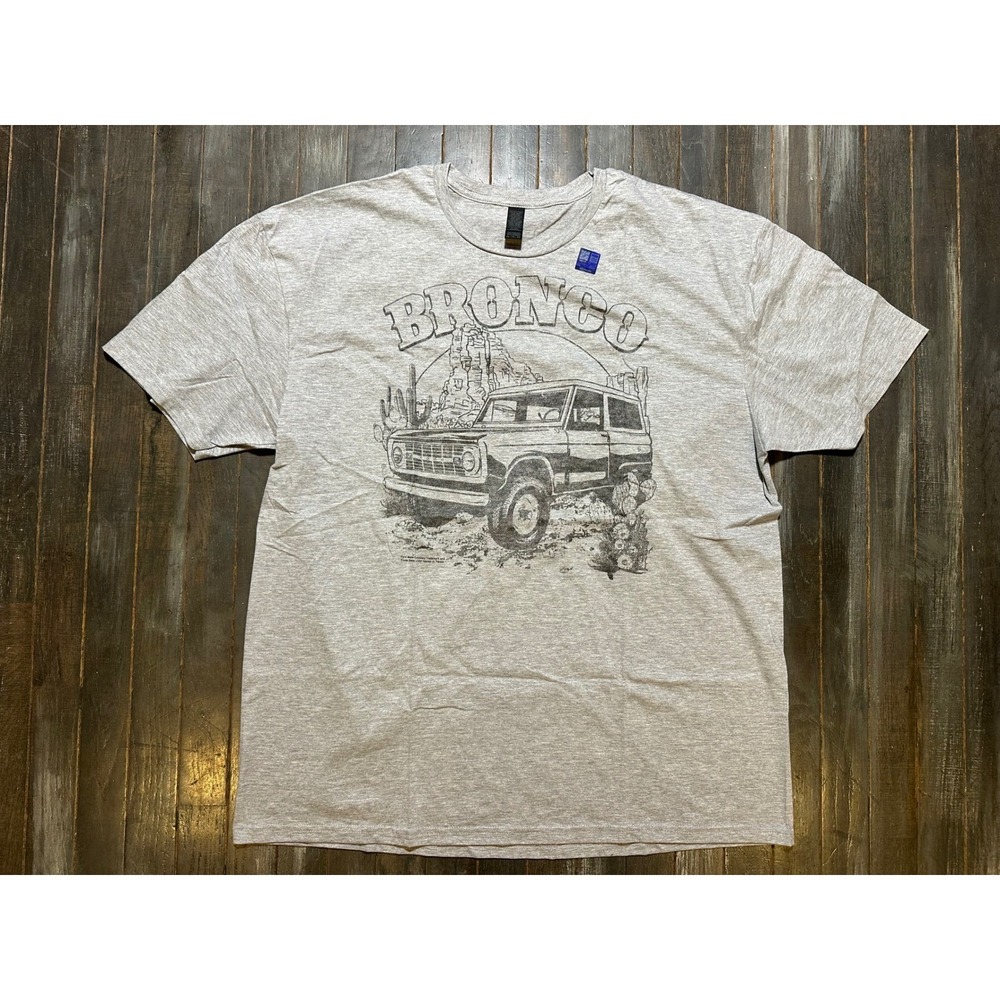 Ford Bronco Graphic Tee Mens 2XL Heather Grey Vintage Style Desert Scene T-Shirt